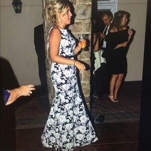 Beautiful Black & White Floral Mermaid Gown